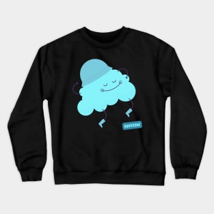 Hashtag Petrichor Cute Blue Cloud with a Rain Hat Crewneck Sweatshirt